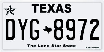 TX license plate DYG8972