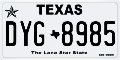TX license plate DYG8985