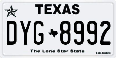 TX license plate DYG8992