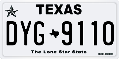 TX license plate DYG9110