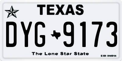 TX license plate DYG9173