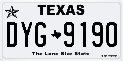 TX license plate DYG9190