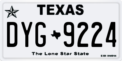 TX license plate DYG9224
