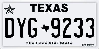 TX license plate DYG9233