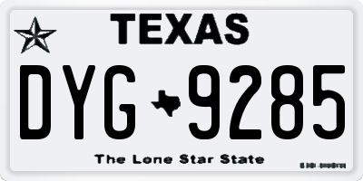 TX license plate DYG9285