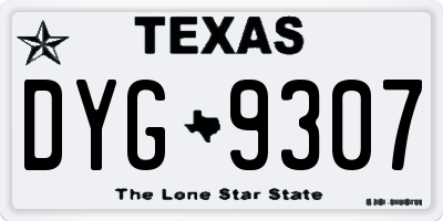 TX license plate DYG9307