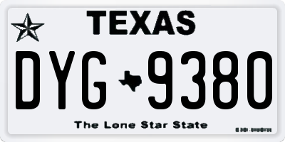 TX license plate DYG9380