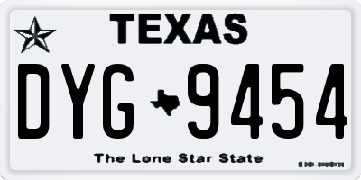 TX license plate DYG9454