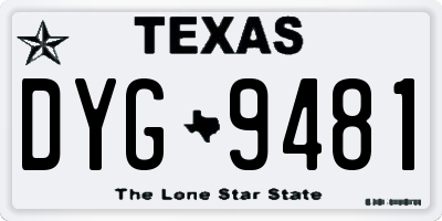 TX license plate DYG9481