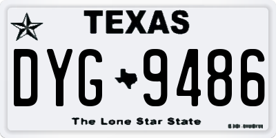 TX license plate DYG9486