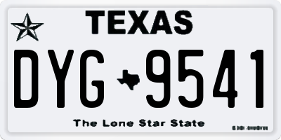 TX license plate DYG9541