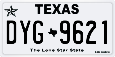 TX license plate DYG9621