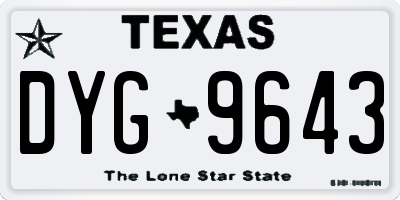 TX license plate DYG9643
