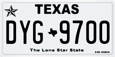 TX license plate DYG9700