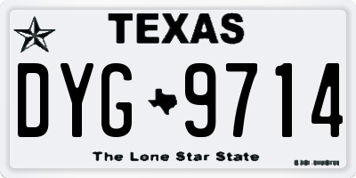 TX license plate DYG9714