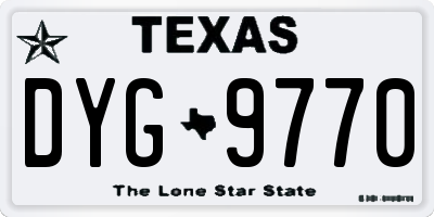 TX license plate DYG9770