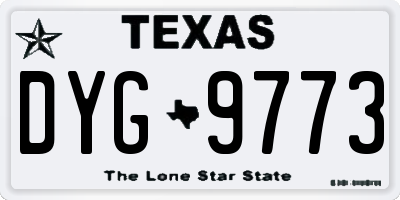 TX license plate DYG9773