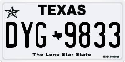TX license plate DYG9833