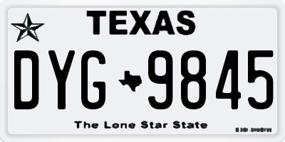 TX license plate DYG9845