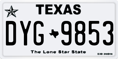 TX license plate DYG9853