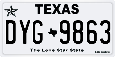 TX license plate DYG9863