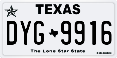 TX license plate DYG9916