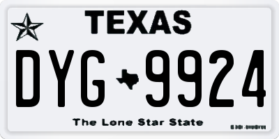 TX license plate DYG9924