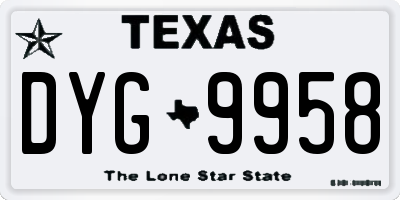 TX license plate DYG9958