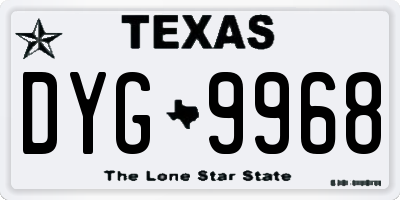 TX license plate DYG9968