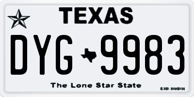 TX license plate DYG9983
