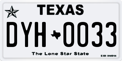 TX license plate DYH0033