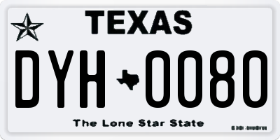 TX license plate DYH0080