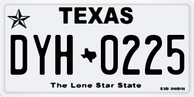 TX license plate DYH0225