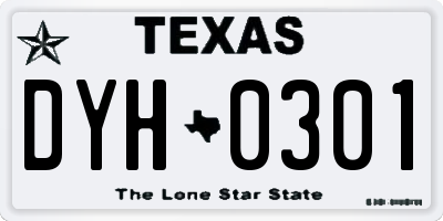 TX license plate DYH0301