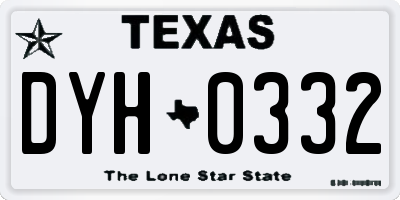 TX license plate DYH0332