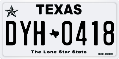 TX license plate DYH0418