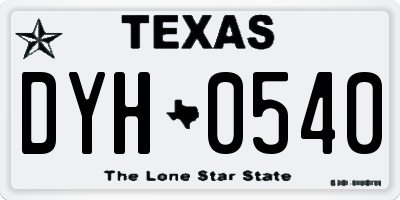 TX license plate DYH0540