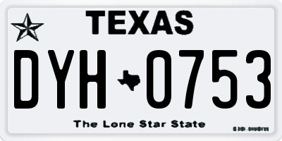 TX license plate DYH0753