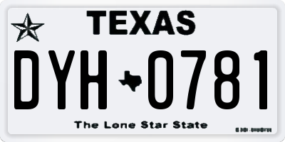 TX license plate DYH0781