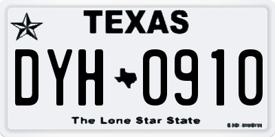 TX license plate DYH0910