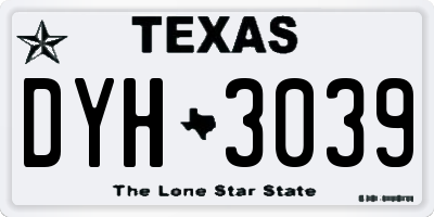 TX license plate DYH3039
