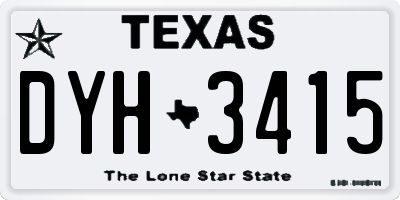 TX license plate DYH3415