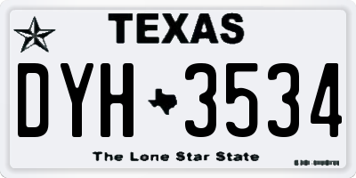 TX license plate DYH3534