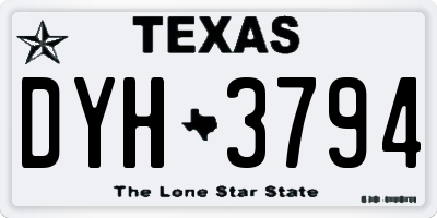 TX license plate DYH3794