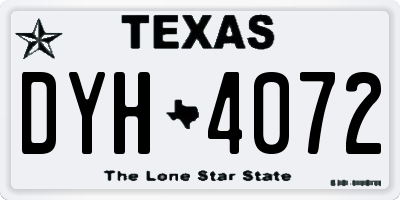 TX license plate DYH4072