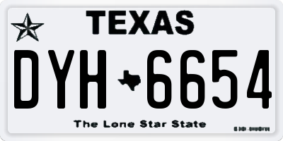 TX license plate DYH6654