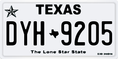 TX license plate DYH9205