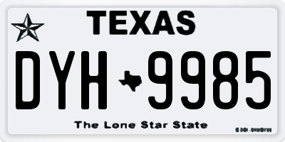 TX license plate DYH9985