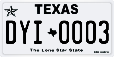 TX license plate DYI0003