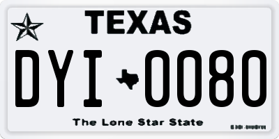 TX license plate DYI0080